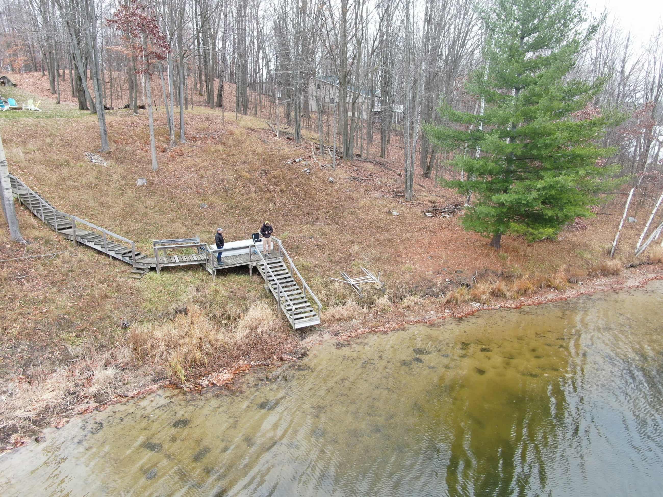 Lake Miramichi Evart, MI Rock Wall Retaining Wall Beach Sanding
